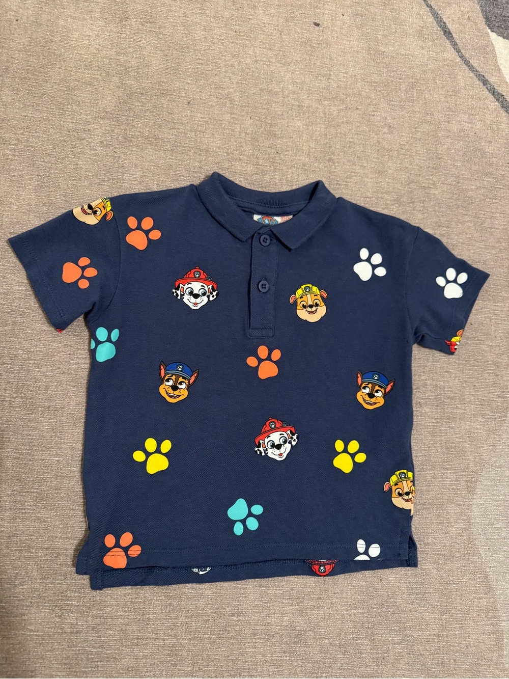 Paw Patrol Navy Polo with Multicolor Paw Prints
